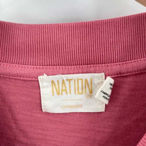 NATION LTD Top Size Small Daniella Combo Party Tee Puff Sleeve Cotton Geranium - Picture 7 of 15